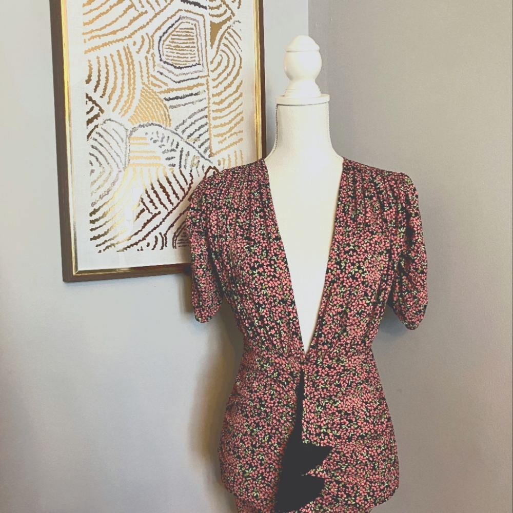 Deep plunge floral dress